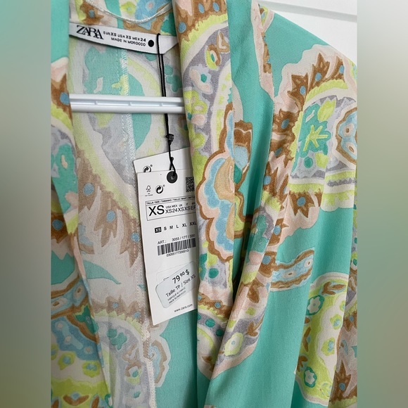 Zara Printed Bow Tie Kimono - Picture 4 of 7